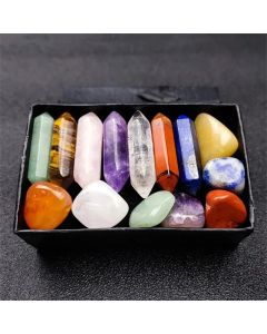 14pcs Pointed Quartz Crystal Chakra Healing Stones And Crystals Set Hexagon Rose Quartz Gems For Meditation Bedroom Decor