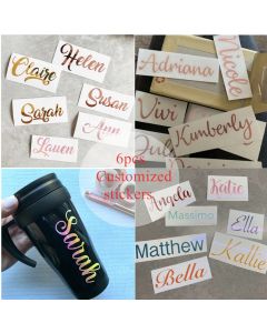 6pcs/set 4inch(10cm) Personalized Name Viny Decals Stickers For Cup Window Gift Box Bag Baby Adult Birthady Party Decortion