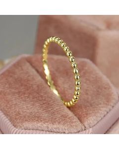 Huitan Minimalist Rings for Women Beads Band Design Exquisite Finger-rings Everyday Female Accessory Statement Jewelry Size 5-12