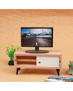 1:12 Dollhouse Miniature Living Room TV Wooden TV Cabinet Television Home Decor
