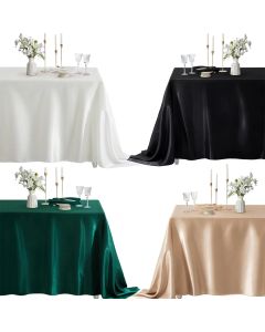 Rectangle Satin Tablecloth Wedding Table Cloth White Black for party Birthday Events Banquet Decor Home Dinner Tablecloths
