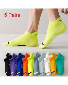 5 Pairs Bright Color Ankle No Show Socks Men Breathable Street Fashion Sport Deodorant Invisible Travel Running Socks