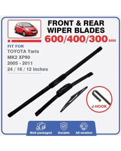 Front Rear Wiper Blades For TOYOTA Yaris XP90 MK2 Builted in Japan 2005 - 2011 Hatch Windshield Accessories 2007 2008 2009 2010