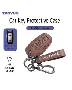 Oil Wax Leather Key Case Cover for Great Wall Haval Jolion H6 H7 H9 F5 F7 F7X F7H Dargo Shell Fob Accessories
