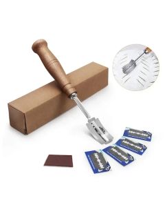 Bread Bakers Cutter Slashing Tool Bread Lame Dough Scoring Blade Tools Making Razor Cutter Curved Knife with Leather Protective