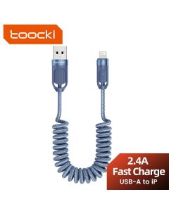 Toocki USB Cable for iPhone X XR AirPods 2.4A Fast Charging Charger Spring-Braided iP Cable for iPhone 14 Pro LED Lighting Cord