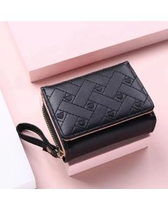 Women's Short Embroidered Love Zero Wallet Zipper Buckle Large Capacity Card Bag Versatile Fashion Simple