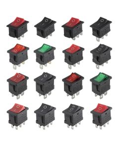 10/100Pcs KCD1 2/3/4Pin 15*21mm ON-OFF Boat Car Rocker Switch 6A 250V AC,10A 125V AC Power Switch With Red Green Light Switch