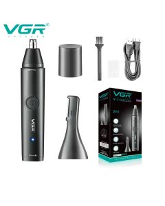 VGR V-613 New Design 2 in 1 IPX 5 Waterproof Hair Removal Appliances Rechargeable Electric Ear Eyebrow Nose Hair Trimmer