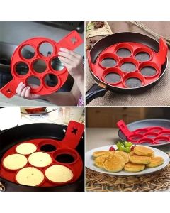 Silicone Non Stick Pot 7-Hole Baking Mold Food-Grade Handle Fried Eggs Pancake Mold Home Cooking Kitchen Baking Accessories