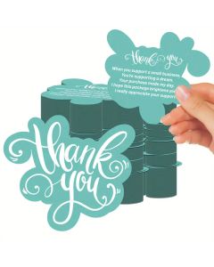 50pcs Double-Sided Thank You Cards for Small Business Owners, Unique Green Package Insert Notes for Online Retailers and Stores