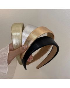 Korean Style Wide Leather Hairbands Shiny Gold Silver Pu Headbands Fashion Plain Sponge Hair Hoop Women Hair Clip Retro Headwear