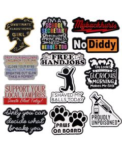 Quotation Phrase Word Enamel Pins Metal Cartoon Brooch Backpack Hat Bag Collar Lapel Badges Men Women Fashion Jewelry Gift