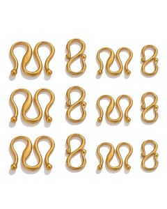 10pcs Stainless Steel Strong S M Shape Diy Necklace Clasps Hooks 18K gold plated End Clasps for Necklace Bracelet Jewelry Making