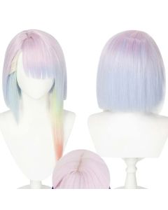 45cm Lucy Cosplay Wig Anime Cyberpunk Edgerunners Cosplay Lucyna Kushinada Multicolor Gradient Heat Resistant Hair Wig + Wig Cap
