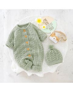 Winter Baby Rompers Clothes Solid Long Sleeve Knitted Newborn Boys Girls Jumpsuits Hats Outfits Sets 0-18m Autumn Infant Costume