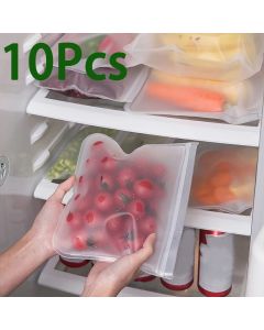 10Pcs Silicone Food Storage Bag Leakproof Reusable Stand Up Zip Shut Bag Cup Fresh Bag Food Storage Bag Fresh Wrap