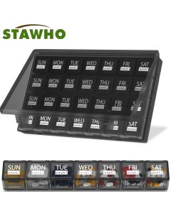 Monthly Pill Organizer 28 Day Case,Moisture-Resistant Large 4 Week Month Pill Cases w/Dust-Proof Box for Pills/Vitamin/Fish Oil