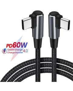 0.5m/1m/2m 60W PD Fast Charging Line USB C to USB Type C Cable Right Angle Wire 90 Degree Data Cable For Laptop Mobile Phone