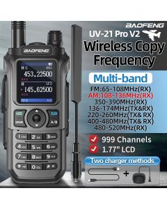 Baofeng UV 21 Pro Wireless Copy Frequency Walkie Talkie 16 KM AM Long Range Waterproof Multi-Band Type-C Charger Ham Radio UV 5R