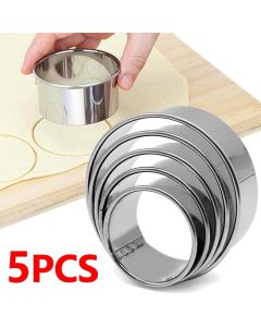 5pcs Round Biscuit Mold Stainless Steel Dumpling Skin Cutting Mould DIY Cake Pastry Baking Cutting Maker Tools Kitchen Gadgets