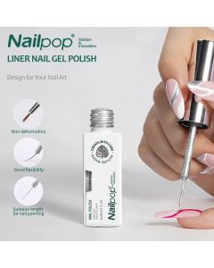 NAILPOP Gel Nail Polish Liner 8ML 5 Colors Nail Art Paint Gel for French Tips Swirls DIY Manicure Soak Off UV Cure with Brush