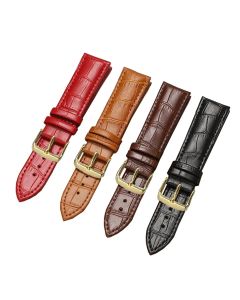 Gold Buckle Leather Watch Strap Fashion Black Brown Replacement Watchband 7 Colors Available 12/14/16/17/1/19/20/21/22/24mm