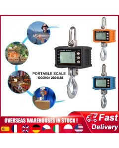 Digital Hanging Scale 1000kg/ 2204lbs Portable Heavy Duty Crane Scale LCD Backlight Industrial Hook Scales Unit Change/Data Hold