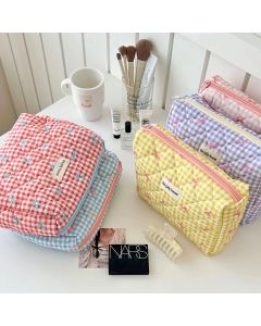 Cute Bow Cotton Makeup Bag Women Zipper Cosmetic Organizer Female Cloth Box Shape Portable Toiletry Case for Girls