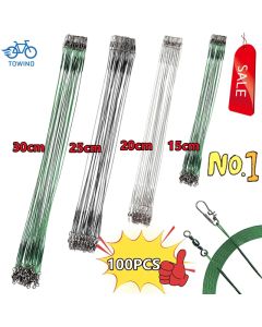 100/50/30/10pcs Anti Bite Steel Fishing Line Steel Wire Leader With Swivel Fishing Accessory Tools Lead Core Leash Fishing Wire