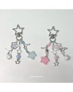 Cute cat keychain pink and blue star matching keychain y2k original 1pcs
