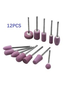 10/12Pcs Abrasive Polishing Mounted Stone For Rotary Tools Grinding Stone Wheel Head Tools 2.35mm Shank Mini Nail Drill Bit Set