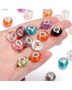 20pcs/Lot 14mm Transparent Color Faceted Resin Beads for Jewelry Making Big Hole Spacer Beads DIY Bracelet Necklace Wholesale
