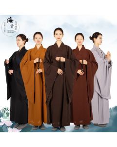 7 Colors Taiwan Linen Monks Long Robes Gown for Buddhism Haiqing Adults Meditation Clothes Buddhist Monk Confession Clothing