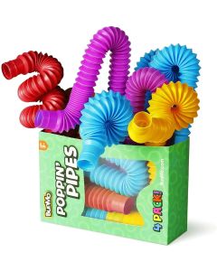 4 Pack Mini Pop Tube Sensory Fidget Toy Colorful Heavy-Duty  for Construction Building Educational Toys for Stress Autism ADHD
