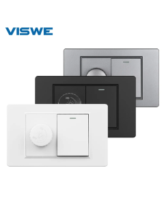 VISWE Dimmer and 1gang 2way Switch, Brightness Adjustable Knob Switch, 118*72mm Flame Retardant PC panel
