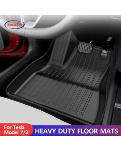 NovaAcc Floor Mats for Tesla Model 3 Y 2021-2024 5-Seater Custom Fit All Weather Heavy Duty TPE Cargo Liner Trunk Accessories