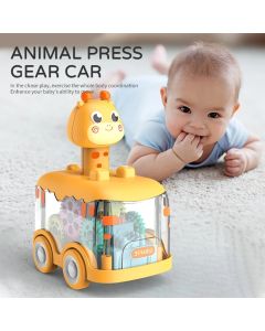 Press Gear Car Children's Toy Car Pull Back Boy Children Inertial Car Puzzle Animals Car