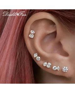 1pc Cartilage Tragus Helix Daith Crystal Ear Piercing Stud Earrings for Women Mini Screw Stainless Steel Stacking Ear Jewelry
