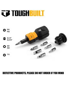 TOUGHBUILT TB-H5-MR-30 Ratcheting Driver 9-Piece Bi-material Handle Ratcheting Multi-bit Assorted Drive Screwdriver Set