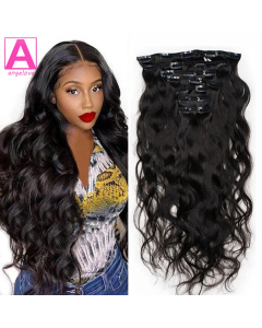 Clip In Hair Extensions Human Hair Brazilian Body Wave Clip In 8 Pcs/Set Natural Black Color Clip Ins Remy Hair 8-26 Inch 120G