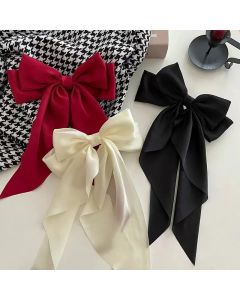Elegant Solid Large Bow Ribbon Hair Clip For Women Girl Sweet Headbands Soft Satin Hairpin Hairgrip Fashion Hair Accessories