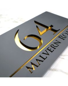 Matte Black Gray Personalized Laser Cut Large Acrylic Modern 3D Floating House Number sign Outdoor Street Family Name Plaque Are