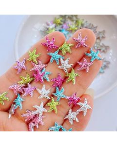 100Pcs New Cute Resin 8mm Cartoon Small Starfish Series Flat Back Fit Phone Deco Parts Embellishments for Hair Bows Accessories
