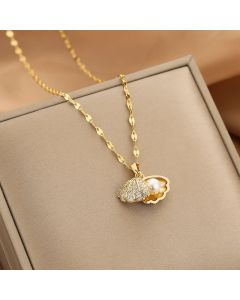 Summer Fashion Crystal Zircon Shell Imitation Pearl Pendant Necklace For Women  Collar Beach Neck Jewelry