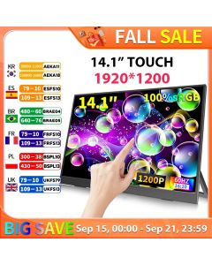 14.1 Inch Touch Screen Portable Monitor 100%sRGB 400cd/m2 Gaming Computer Expand Display For XBox PS4/ 5 Switch Loptop