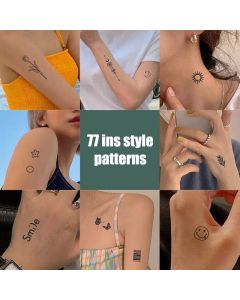 77 Tattoo Stickers With Fresh Herbal Juice, Non Reflective Semi Permanent Waterproof Disposable Cute Tattoo Patterns
