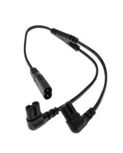 IEC 320 C8 Male to Dual C7 Right Angle Female Y Split Power Cable, IEC 2Pin Figure 8 Male to 2 Female Cord 30CM