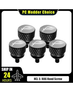 M3.5 Computer Case Screw ROG Logo Hand Tighten Step Thumb Knurled Aluminum CNC PC Beautify MOD Part 9 Colors Optional,5Pcs
