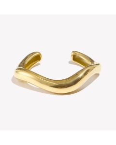 E.B.belle Exaggerated Irregular Liquid Wave Open Bracelet 18K Gold Plated Women's Hand Bracelets Stainless Steel Jewelry
